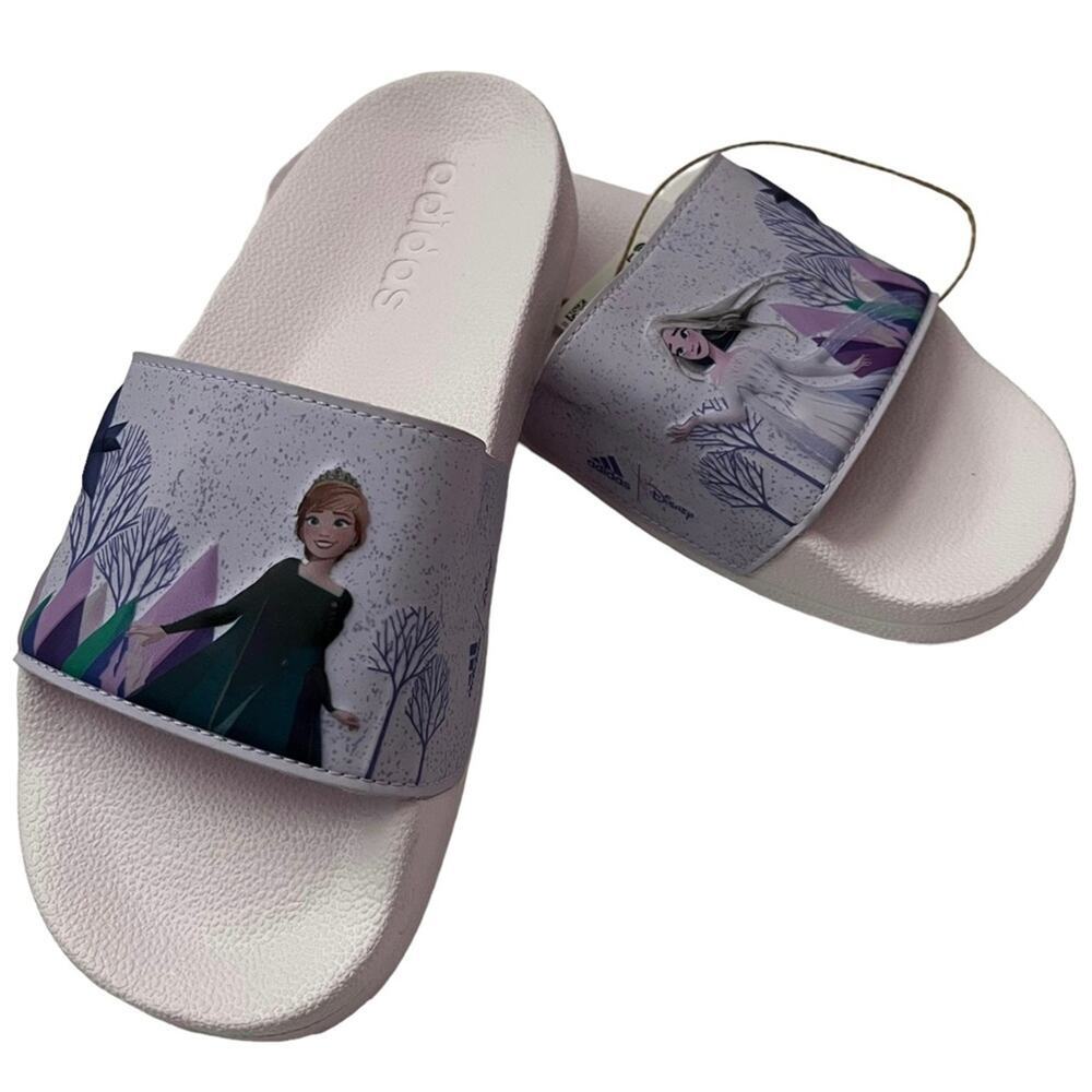 Adidas Girls Adilette Shower Frozen Slide Sandal Purple Size 4 New With Tags